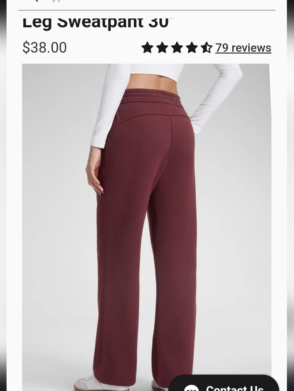 Women's Crz Yoga Wide Leg Sweatpants - Burgundy - Picture 2 of 5